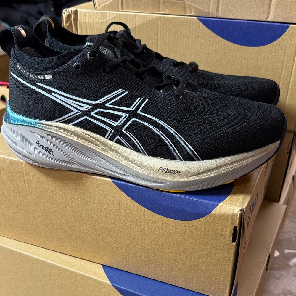 ASICS Black and White Running Shoes